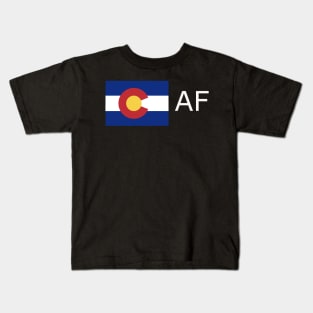 Colorado Flag State Outline AF (white) Kids T-Shirt